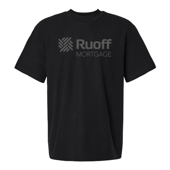 American Apparel Pique Mockneck T-shirt- Logo Drop- Black