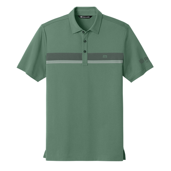 TravisMathew Glenview Stripe Polo- Laurel Green