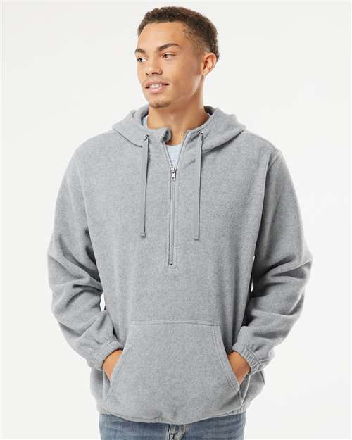 Burnside Polar Fleece Quarter-Zip Scuba Hooded Pullover